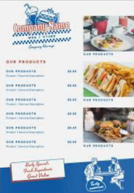 MARKETING. MENU'S & MUST HAVE PRINTS