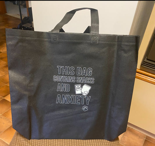 Funny Tote Bag - This Bag Contains Snacks and Anxiety